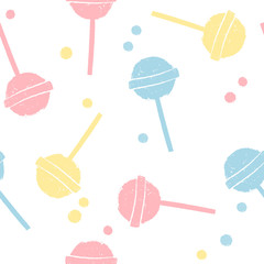 Candies seamless pattern. Sweet cartoon colorful top view collection for menu design, cafe decoration, delivery box, tshirt, fabric, textile. illustration in flat and doodle style