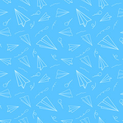 Paper airplane seamless pattern