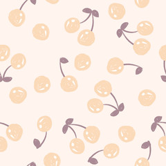 Seamless pattern with cherry berries. Cherry vintage background.