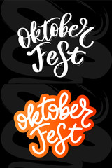 Oktoberfest handwritten lettering. Oktoberfest typography vector design for greeting cards and poster. Beer Festival vector banner. Design template celebration. Vector illustration.