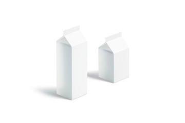 Blank white small and big milk pack mock up set,