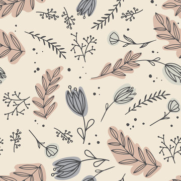 Seamless pattern with creative decorative flowers in paster colors. Great for fabric, textile.