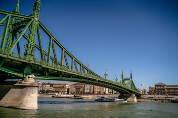 Liberty Bridge. Budapest, Hungary. Sunny day