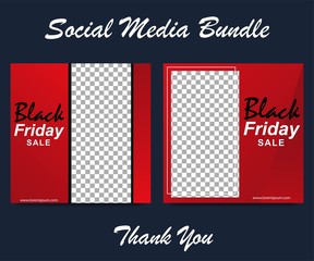 Black Friday sale web banner promotion  for social media mobile apps. Social media template for black friday promotion. Editable template for digital marketing and web banner