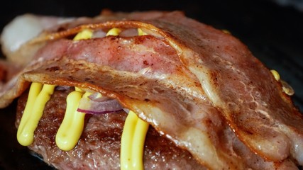 grilled burger with a meat patty and vegetables  and cheese