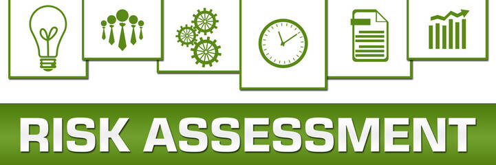 Risk Assessment Business Symbols Green White On Top Horizontal 