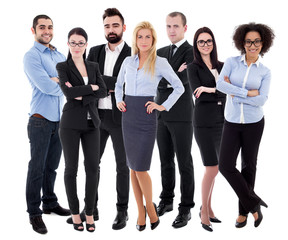 young successful business people in business suits isolated on white