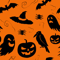 Happy Halloween greeting card with cool moon background