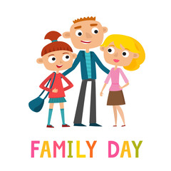 Happy family stand isolated on white