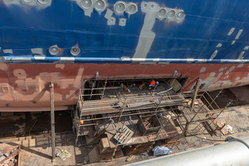Ship repairing works in dry dock