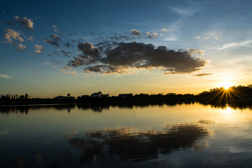 sunset over lake