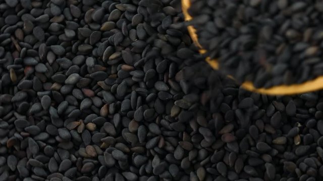 panning black sesame  top view