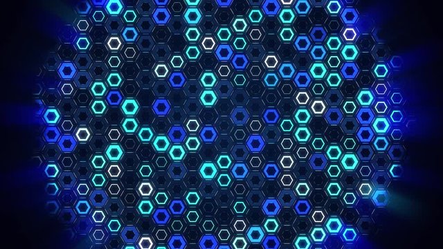 4k animation hexagon grid equalizer black centre