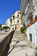 Albori, Italy, 09/15/2019. The characteristic houses of a village on the Amalfi coast