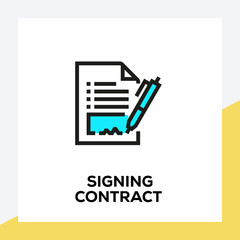 SIGNING CONTRACT LINE ICON SET