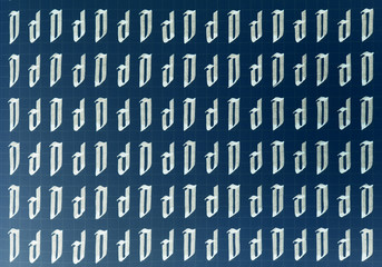 Lettering white on dark blue practice writing worksheet. Handwriting symbol filling pattern....