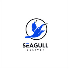 round logo geometric seagull fly bird icon graphic design idea