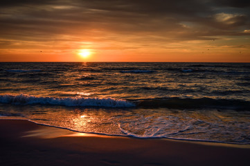 Obraz premium Sunset at Baltic Sea/Łeba/Poland