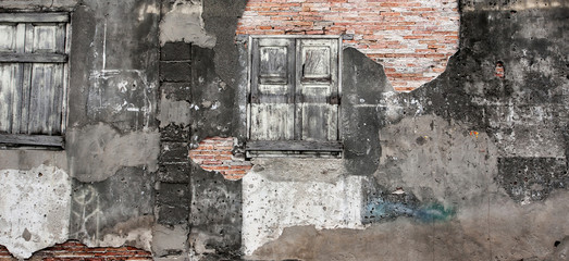 Ancient brick wall texture of ancient house.