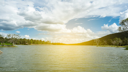 Huai Tung Tao Reservoir with Nam Ream Shop, Chiang Mai, Thailand