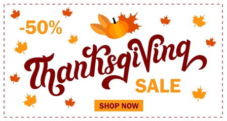 Thanksgiving. Hand drawn lettering. Typography poster. Vector illustration.