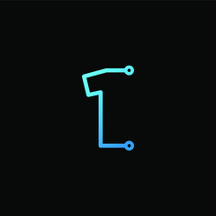 Number 1 logotype monoline Technology, digital, electronics, chip, connection concept. Modern Logo Technology for Business. Logotypes of Digital combining with circuit . - vector