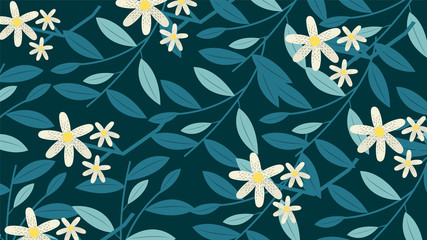 Dark Green Floral Pattern Background