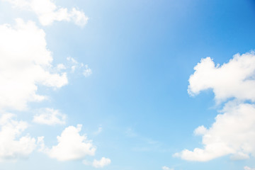 Nature Bright blue Sky with white clouds on blackground. Beautiful sky and clouds in the afternoon.