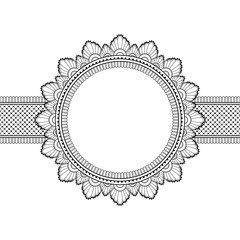 Decorative monochrome pattern in ethnic oriental style for greeting card, invitation, announcement or coloring book page