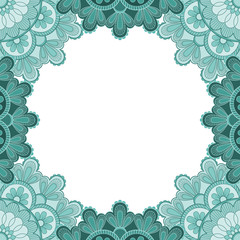 Abstract floral decorative frame for greeting card or invitation in ethnic style