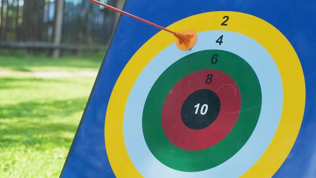 bow shooting on a childrens training target