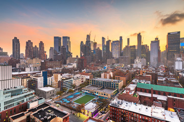 New York, New York, USA midtown Manhattan skyline over Hell's Kitchen