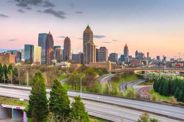 Atlanta, Georgia, USA downtown city skyline over highways