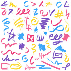 Color brushstrokes hand drawn set