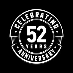 Celebrating 52nd years anniversary logo design. Fifty-two years logotype. Vector and illustration.