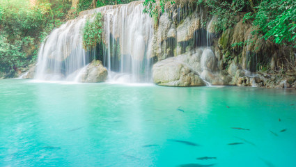 Arawan water fall in thailand. It is the most beautiful waterfall in Thailand.