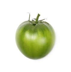 fresh green unripe tomatoes isolated on white background, top view
