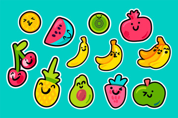 Tropical fruits cartoon kawaii pack