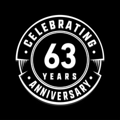 Celebrating 63rd years anniversary logo design. Sixty-three years logotype. Vector and illustration.