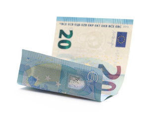 20 twenty euro banknote isolated on white background