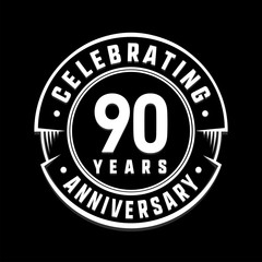 Fototapeta premium Celebrating 90th years anniversary logo design. Ninety years logotype. Vector and illustration.