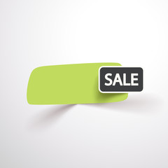 green paper label on white