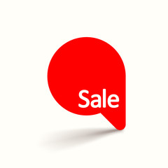 red round label on white with shadow