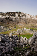 Landscape of the rocky hills at the foot of the mountain Tahtali