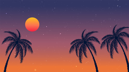 evening time, evening in desert, palm tree, dates, sea shore, sand, hills, mountains