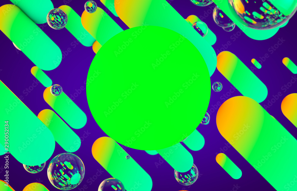 Aufkleber Futuristic geometric dynamic lines shape with glowing neon color background. Abstract 3d render background.