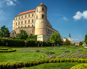 Fototapeta na wymiar Mikulov castle (Nikolsburg) frontyard open to tourists