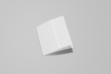 Mockup square booklet, brochure, invitation isolated on a grey background with soft cover and realistic shadow. 3D rendering.