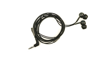 black headphones drops isolated on a white background