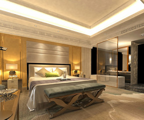 3d render hotel room